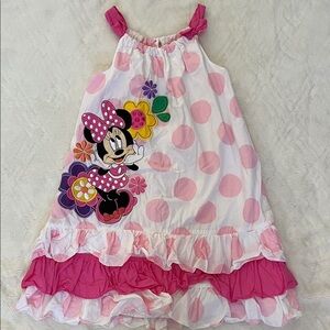 Disney Pink and White Minnie Mouse Ruffle Sundress